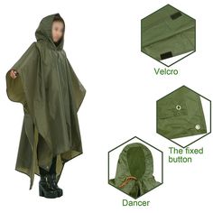 3-in-1 Rain Coats Backpack Raindrops Cover Climbing Camping Rainwear Elaborate Poncho Jacket Outdoor Cheap Raincoats, Rain Coats, Poncho Jacket