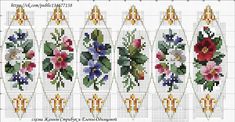 cross stitch pattern with flowers on each side