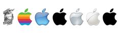 an apple logo is shown in five different colors and sizes, with the same design on each side