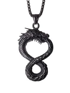 PRICES MAY VARY. The Ouroboros is an ancient symbol depicting a serpent or dragon eating its own tail The dragon necklace represents the infinite cycle of creation and destruction, life and death Made from stainless steel with black plated finish, finely crafted with intricate details Pendant measures about 2.2 x 1.5 inches (5.6 x 3.8 cm). Box chain length: 23.6 inches (60 cm) A stunning piece of dragon jewelry that makes a wonderful gift for your loved one 100% customer satisfaction with 30 day Ouroboros Dragon, Fantasy Jewelry Magic, Creation And Destruction, The Ouroboros, Necklace Dragon, Eastern Dragon, Dragon Necklace, Dragon Egg, Dragon Jewelry