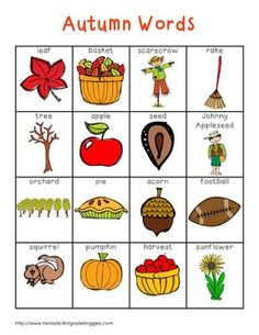 an autumn word search with pictures and words to match the theme for each letter in this game