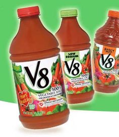 three bottles of v88 juice are shown in this ad for the company's new product