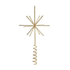 a gold christmas tree topper on a white background