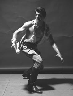 black and white photograph of a man dancing