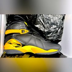 Black/Yellow Jordan 8 Taxi Shoe Raffle, Shoes Jordan, Jordan 8, Jordan Black, Jordans For Men, Jordan Shoes, Black N Yellow, Athletic Shoes, Men's Shoes