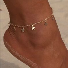 New! Dangling Stars Ankle Bracelet Bundle More To Save 15% Leg Bracelet, Star Anklet, Butterfly Anklet, Foot Chain, Foot Bracelet, Stella Marina, Ankle Jewelry, Women Anklets, Silver Anklets