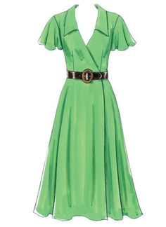 a drawing of a green dress on a mannequin headdress with a belt