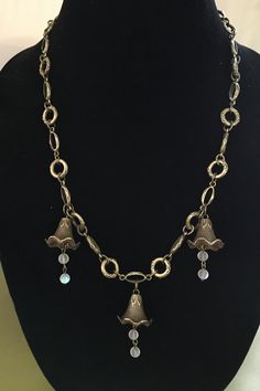 Antique brass with 3 little floral drops consisting of 2 mystic aura crystals each. Magnetic closure makes this so easy to throw on, and the chain itself has an a steampunk vibe. Details, details, details! Fairy Charm Necklace, Bell Necklace, Crystals Necklace, Fairy Charms, Flower Charm Necklace, Aura Crystals, Fairy Necklace, Red Necklace, Rose Gold Heart