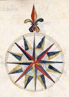 a drawing of a compass with fleur de l'oeuvres on it