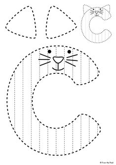 the letter c is for cat worksheet with cut out lines to make it look like