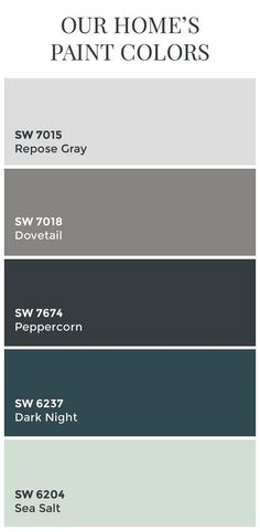 the color scheme for our home's paint colors is shown in shades of gray, white