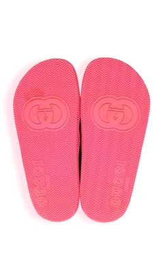 These sandals from Gucci boast the instantly recognizible Web detail and a contrasting pink sole.Green and red Web rubber Open toe Slip-on styleMoulded footbed Crisscross straps Embossed Gucci logoBranded insoleComposition: Rubber 100%Lining: Rubber 100%Sole: Rubber 100%Made in Italy Comfortable Pink Open Toe Slides, Pink Non-slip Slide Slippers, Pink Non-slip Slide Sport Sandals, Pink Cushioned Slip-on Slides, Pink Textured Slip-on Slides, Pink Non-slip Slip-on Slides, Sporty Open Toe Slippers With Rubber Sole, Pink Synthetic Slides With Rubber Sole, Pink Non-slip Sporty Slides