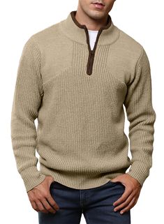 PRICES MAY VARY. 50%Viscose+28%Polyester+22%Polyamide Knitted, it's best to wear a flattering shirt underneath the sweater, not a naked sweater Pull On closure Machine wash or hand wash, no shrinkage after washing. 【Fantastic and Comfortable】The fabric of JMIERR Mens sweater is soft and very comfortable to wear, and the high collar design makes it look more gentlemanly. 【Unique Design】-- Turtle neckline/ Slim fit/ Thick knit sweater/ Solid color/ Long sleeve/ Modern basic designed pullover sweat Mens Quarter Zip Sweater, Fall Winter Jacket, Mens Quarter Zip, Polo Pullover, Mens Sweater, Stylish Sweaters, Quarter Zip Sweater, Long Sleeve Polo Shirt, Collar Designs