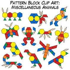 the pattern block clip art miscellaneous animals is designed to look like an origami plane