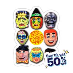 Decorate laptops, Hydro Flasks, cars and more with removable kiss-cut, vinyl decal stickers. Glossy, matte, and transparent options in various sizes. Super durable and water-resistant. Vintage Ben Cooper Halloween Masks Classic T-Shirt Horror Show, Halloween Festival, Halloween Masks, Buy Vintage, Happy Halloween, Decorate Laptops, Vinyl Decal Stickers, Kiss Cut, Vinyl Decal