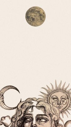 the sun and moon are depicted in this artistic drawing by an unknown man, who appears to be looking up at the sky