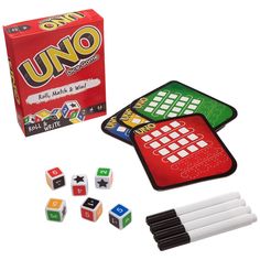 uno board game with dices and markers