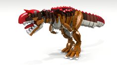 a dinosaur made out of legos on a white background