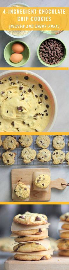 four ingredient chocolate chip cookies gluten and dairy free