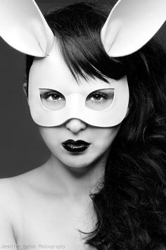 A cute bunny mask, made of medium weight leather painted white. Comes with a double strand of adjustable elastic for your wearing comfort. Sealed with a clear acrylic spray. Bunny Masks, Halloween Dress Up Ideas, Alice In Wonderland Hat, Bunny Mask, Leather Mask, Honey Bunny, Animal Masks, Bunny Ears, Black And White Pictures