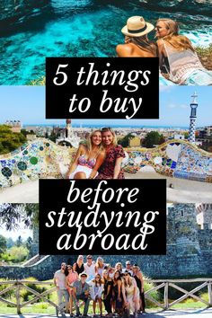 the top 5 things to buy before studying in australia, with text overlaying it