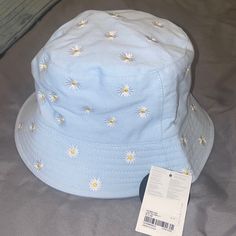 Brand New Baby Blue With Flowers No Returns Baby Blue Hat, Chunky Winter Hat, Bell Logo, Floral Bucket Hat, Black Beret, Logo Yellow, Monogram Hats, Bucket Hat Women, Floppy Sun Hats