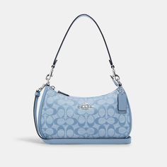 COACH® | Teri Shoulder Bag In Signature Chambray Canvas Outfit, Coach Teri Shoulder Bag, Trendy Purses, My Style Bags, Luxury Bags Collection, Handbag Essentials, Girly Bags, Fancy Bags, Girly Accessories