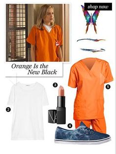 the orange is the new black costume on tv and it looks like she's wearing an orange shirt