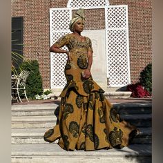 Cute Trad Dress For Your Next Nigerian Function. Comes With A Head Wrap ( Not Pictured) African Goddess, African Prom Dresses, Goddess Dress, Size 6 Dress, Head Wraps, African Fashion, Prom, Colorful Dresses, Prom Dresses