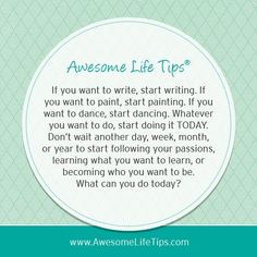 a white circle with the words awesome life tips on it