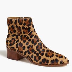 Gorgeous J Crew Walker Calf Hair Ankle Boots In Leopard Print. Zip Closure. 1 5/8” Heel. New Without Tags Or Box. Black Block Heel Boots, Boots Leopard, Stacked Heel Boots, Tan Leather Boots, Suede Chukka Boots, Buckle Ankle Boots, Winter Ankle Boots, Pull On Boots, Calf Hair