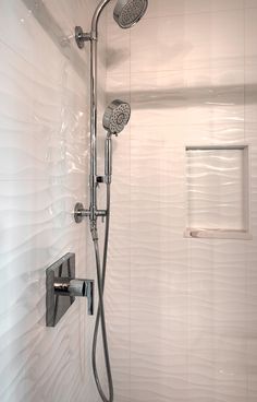 a shower head with thermostaer and hand held shower faucet