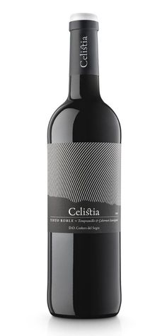 a bottle of celsistaa red wine on a white background with the label