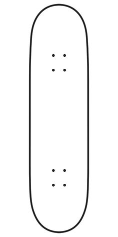 a drawing of a skateboard with holes in the bottom half and black dots at the top