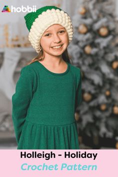 Get started on this DIY project on Holleigh - Holiday Hat Crochet Pattern. SIZE Baby (Toddler, Child, Teen / Adult Small, Adult Medium, Adult Large) MEASUREMENTS Fits up to: 18” (19”, 20”, 21”, 22”, 23”) / 45 cm (48 cm, 50 cm, 53 cm, 55 cm, 58 cm) PATTERN INFORMATION There is nothing naughty about this modern twist on the classic Santa hat. From the fun bobble brim to the pom-tipped point, this hat screams fun and is sure to be a hit this holiday season. Please note: This pattern is bought as a Crochet Santa Hat Pattern, Santa Hat Pattern, Crochet Santa Hat, Hat Crochet Pattern, Crochet Santa, Holiday Hats, Hat Patterns, Hat Crochet, Crochet Hat Pattern