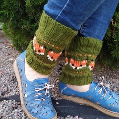 Hand knitted boot cuffs, ankle cuffs with a beautiful   fox Jacquard pattern - practical, warm and very stylish. Great accessory for fall and winter time! Great gift. In our store you can find a hat and mittens to go with the  Leg warmers. Wool 50% Acrylic 50% Size L:  Length 18-19 cm (7'') stretch up to 38 cm / 15 inches around. Will fit a leg with circuit of max 32-34cm (12,8-13,6'') at the widest point of leg. Care Instructions: Wash - Hand Wash Cold Dry- Lay Flat Dry Join us on Instagram: ht Knit Boot Cuffs, Leg Care, Knitted Boot Cuffs, Knitted Leg Warmers, Knit Boot, Knit Boots, Boot Cuffs, Jacquard Pattern, Ankle Cuffs