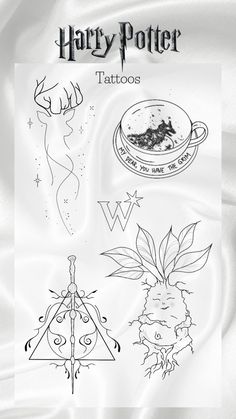 harry potter tattoos on a white sheet