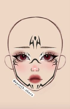 Makeup Face Charts Creative, Pre Shower Makeup, Makeup Ideas Drawing, Teknik Makeup, Cute Clown Makeup, Makeup Charts, Anime Cosplay Makeup, Cute Halloween Makeup