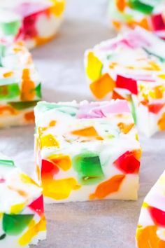 this is an image of a broken glass jello recipe with white chocolate and gummy bears