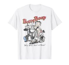 a white t - shirt with an image of betty boop and friends on it