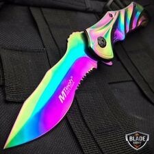 a multicolored knife sitting on top of a backpack