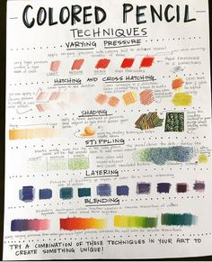 colored pencils are used to describe the different colors in this drawing technique and how they use them