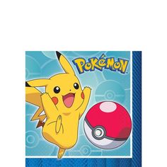 the pokemon lunch napkins are designed to look like pikachu and pokeball