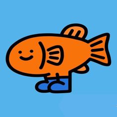 an orange fish with a blue background