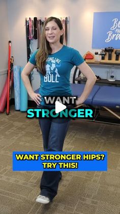 a woman standing in a room with her hands on her hips and the caption says, what's stronger?