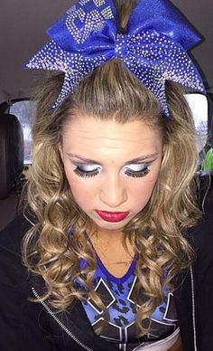 cheetah cheer hair Cheerleader Hair, Competition Makeup, Cheer Competition, Cheer Picture Poses, Cheer Life, Carnival Makeup