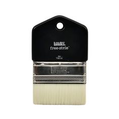 a brush with white bristles and black tips on it's tip is sitting in front of a white background