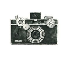 a drawing of a camera with the words cool photos written on it in blue ink