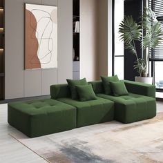 Minimalist Style L-Shaped Modular Sectional Sofa, Free Combination Corduroy Floor Sofa Sets with 4 Pillows, Convertible Foam-Filled Couch. Features: [High-Quality Corduroy] The corduroy fabric provides a blend of durability and comfort. Cloud Couch, Sofa Layout, Floor Couch, Traditional Sofa, Free Furniture, Couch Set, Sectional Sofa Couch, Green Corduroy, Modular Sectional Sofa