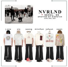 several different types of clothing on display in front of a white background with the words nvrlnd